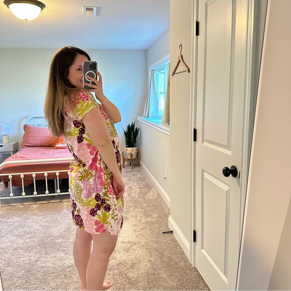 Tuckernuck Pink Chicken Floral Cotton Botanical Mini Dress Small - Picture 4 of 10